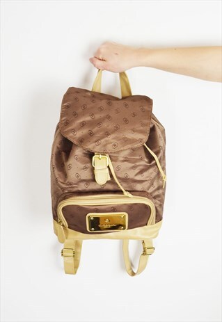 90'S BROWN FABRIC BACKPACK BAG