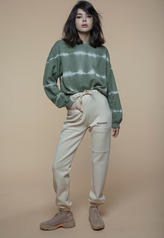 BEIGE CASUAL TRACK PANTS