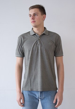 VINTAGE RETRO GREY LACOSTE POLO SHIRT TOP
