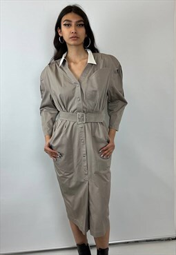 Vintage 90s chemisier grey dress