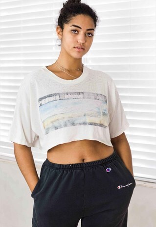 VINTAGE PEARL JAM DRESTRESSED ROCK BAND T-SHIRT CROP TOP 3.9