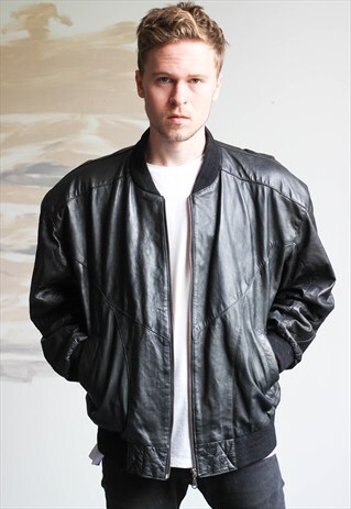 VINTAGE OVERSIZED LEATHER BOMBER JACKET