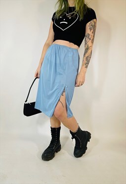 Vintage 90s 00s Y2K Pretty Pastel Satin Midi Slip Skirt
