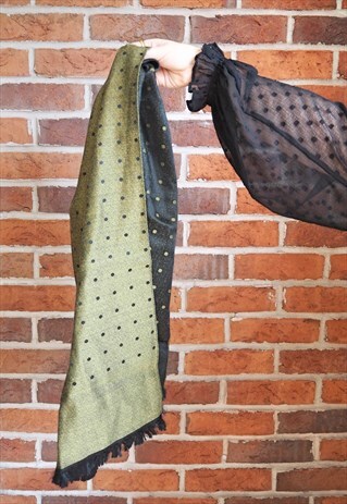 VINTAGE GOLD GLITTER POLKA DOT 70S FRINGED SCARF