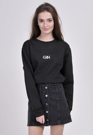 BLACK GIN SWEATSHIRT - EMBROIDERED