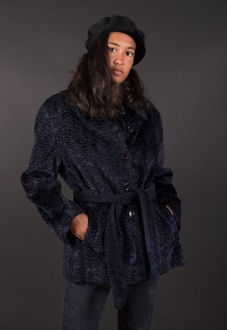 BLUE FAUX FUR ARMANI JEANS COAT