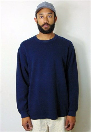 90S MINIMALIST CLASSIC LUXURY BLUE KNIT SWEATER TEE LARGE