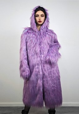 Shaggy purple haze coat hooded lilac jacket Eras tour 