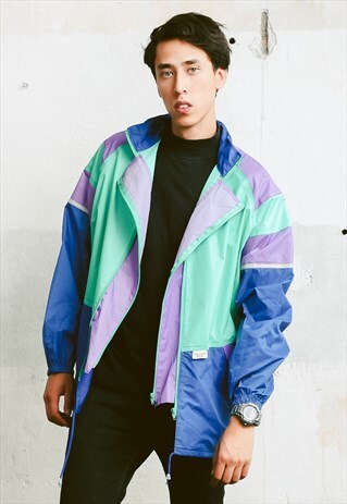VINTAGE 80S BOLD WINDBREAKER RAIN JACKET