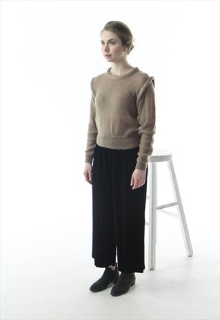 BEIGE LONG SLEEVE SWEATER / KNITTED STRUCTURAL SWEATER