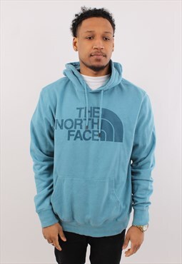 Vintage Men's The North Face baby blue Pullover Hoodie