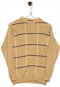 Vintage  hagar  Sweater Stripes Pattern Beige