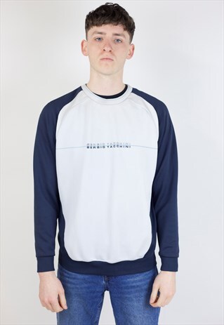 VINTAGE SERGIO TACCHINI OFF WHITE/NAVY SWEATSHIRT