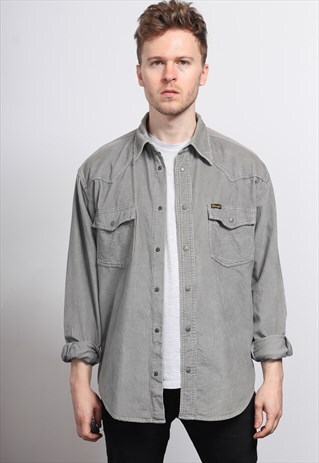 VINTAGE WRANGLER CORDUROY CORD SHIRT GREY