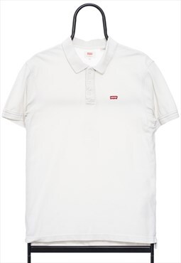 Vintage Levis White Logo Polo Shirt Mens