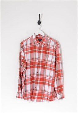 Vintage checked shirt firetruck red & white large BV9668