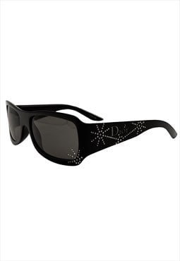 Christian Dior Sunglasses Black Rectangle Logo Spidior Y2K