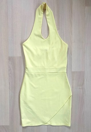 Y2K YELLOW HALTER NECK MINI DRESS