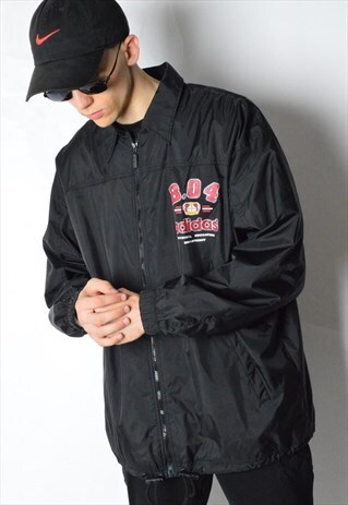 VINTAGE 90S BLACK FOOTBALL BAYERN LEVERKUSEN SHELL JACKET