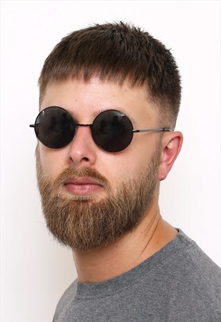 BLACK ROUND LENNON SUNGLASSES