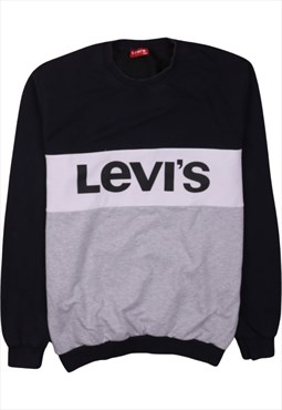 Vintage 90's Levi's Sweatshirt Spellout Crew Neck Black