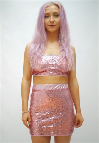 PINK SEQUIN SKIRT