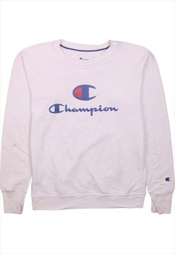 Vintage 90's Champion Sweatshirt Spellout Crew Neck White