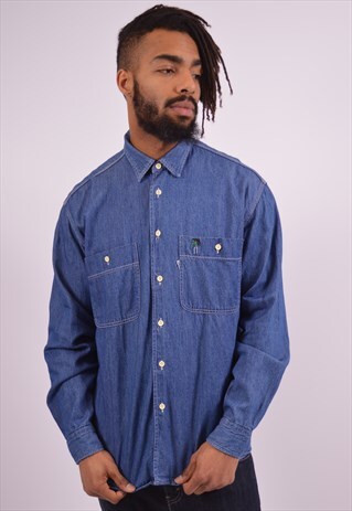 LEVI'S MENS VINTAGE DENIM SHIRT LARGE BLUE 90S