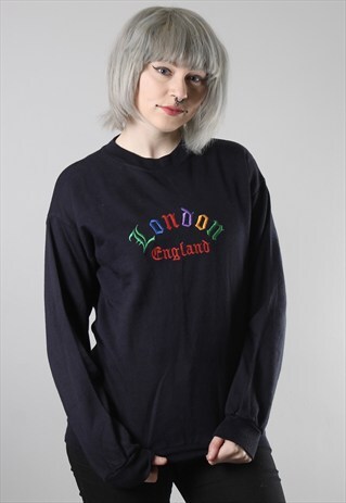 VINTAGE LONDON ENGLAND ENBROIDERED SWEATSHIRT JUMPER