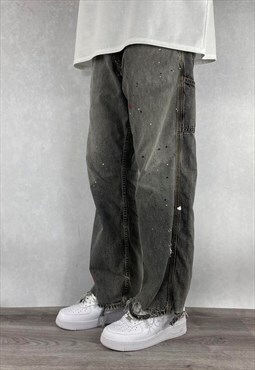 Grey Levis Baggy Fit Carpenter Paint Jeans 34 x 30