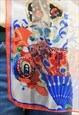 80S VINTAGE SILKY PRINTED SQUARE SCARF HEADBAND 4827