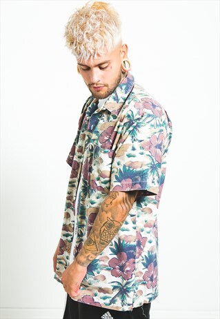 VINTAGE 80S HAWAIIAN SHORT SLEEVE SHIRT/ S6578
