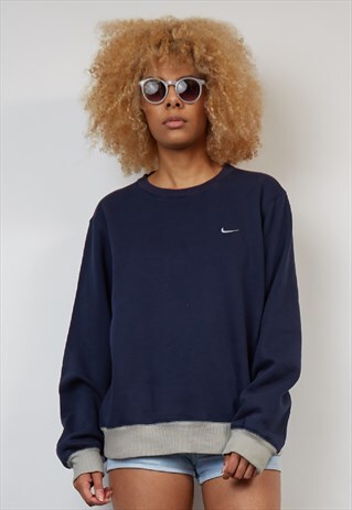 VINTAGE 90'S NIKE CONTRAST HEM NAVY SWEATSHIRT