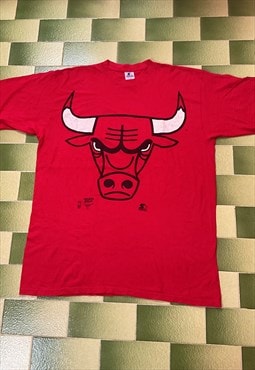 Vintage 90s Starter NBA Chicago Bulls T-Shirt Big Print