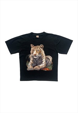 Vintage Tshirt Graphic Tee short sleeve top Tiger Black