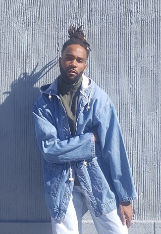 90S SKATER GRUNGE OVERSIZED DENIM PARKA MEDIUM