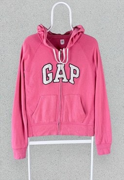 Gap Pink Hoodie Full Zip Up Embroidered Spell Out Womens S