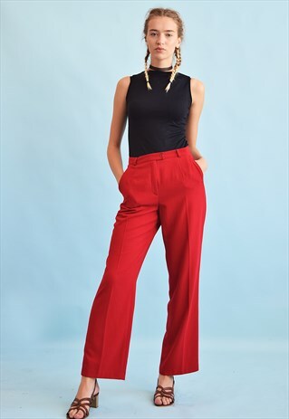 90'S RETRO HIGH WAIST CLASSIC CUT TAPERED TROUSERS
