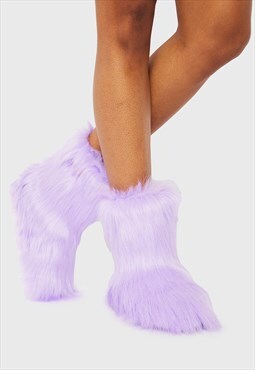 Lilac Fluffy Slipper Boots