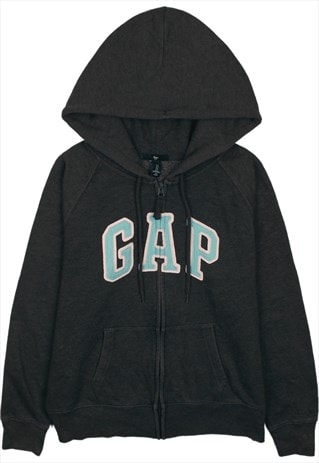 Vintage 90's Gap Hoodie Spellout Full Zip Up Grey Large