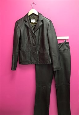 Vintage 90s Paul Smart Suit Dark Brown Leather Jacket 