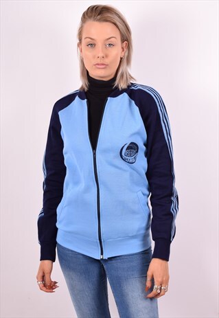 WOMENS VINTAGE TRACKSUIT TOP JACKET LARGE BLUE 90S