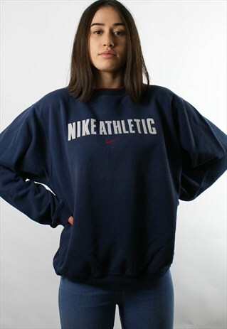 NIKE 1990S ROUND NECK BLUE SWEATER/ JUMPER, M
