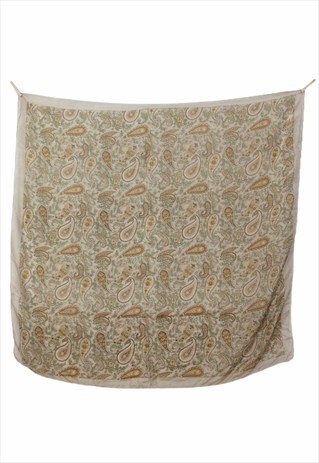 VINTAGE SCARF 70S HIPPIE BOHO CHIC BEIGE & BROWN BANDANA