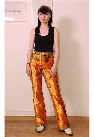 STUNNING VELVET TIE DYE EFFECT FESTIVAL PARTY GOA TROUSERS