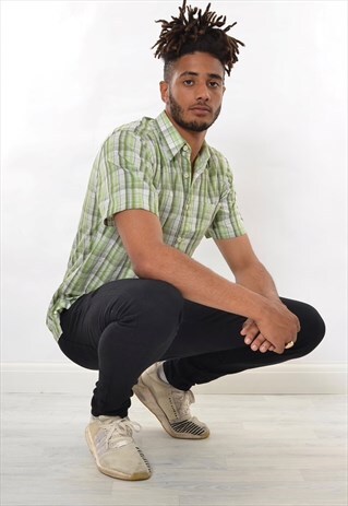 VINTAGE DICKIES CHECK SHIRT SHORT SLEEVE GREEN