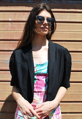 VINTAGE BLACK LINEN JACKET
