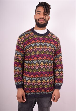 BENETTON MENS VINTAGE JUMPER SWEATER LARGE MULTI 90S
