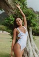 SWIMSUIT WITH GATHERED STRAPS IN WHITE