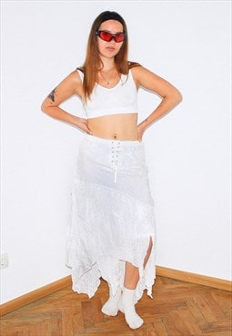 Vintage Y2K ethereal midi skirt in white